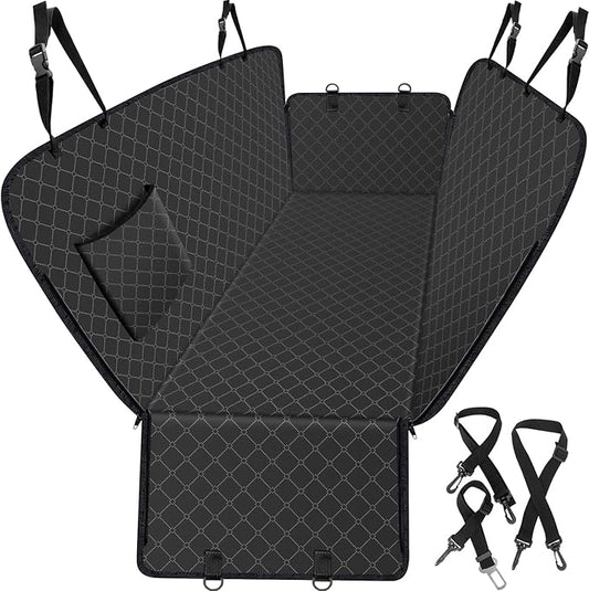 Dog Car Seat Cover for Back Seat with Storage Pocket Protects Against Dirt Dog Seat Covers for Cars Scratch Prevention Fits for SUVs and Trucks 60"x 64", Black