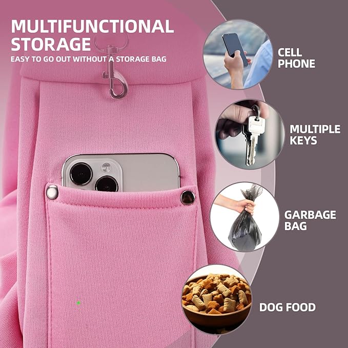 Dog Carrier Sling - Reversible Puppy Carrier Purse with Storage Pocket, Hand-Free Dog Sling Carrier for Carry Small Dogs and Cats, Travel Safety Harness, Dog and Cat Harness (Pink)