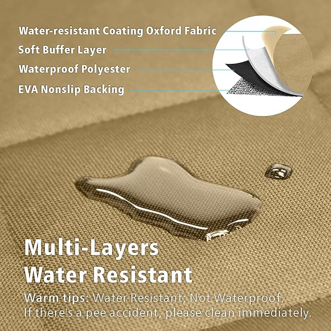 F-color SUV Cargo Liner for Dogs, Water Resistant Pet Cargo Cover Dog Seat Cover Mat for SUVs Sedans Vans with Bumper Flap Protector, Non-Slip, Large Size Universal Fit, Khaki