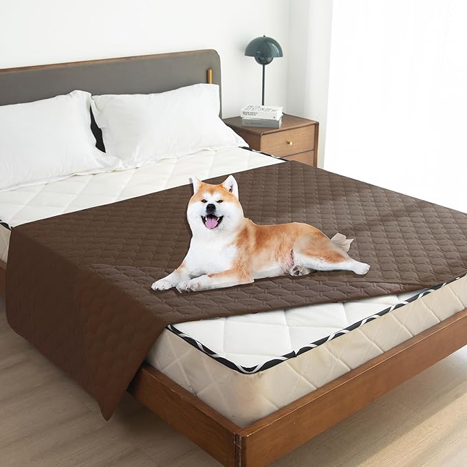gogobunny 3X Stronger Waterproof Pet Blanket, Scratch Proof Furniture Protector for Dogs Cats, Reversible Cover 52x82 Inch, Dark Chocolate