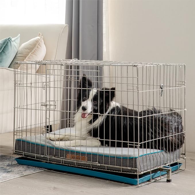 LE SURE Washable Dog Bed Cover Replacement - Large Size Flannel Plush Fleece Cover for Orthopedic Pet Mat 35x22x3 Inches, Grey