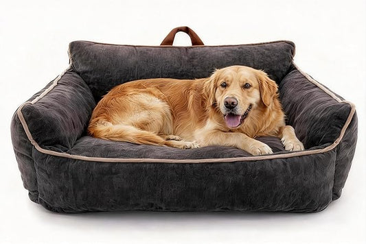Orthopedic Dog Bed with Memory Foam, Washable Plush Pet Bed for Small, Medium & Large Dogs, Cozy Bolster Crate Dog Bed for Joint Support & Comfort.(Black)