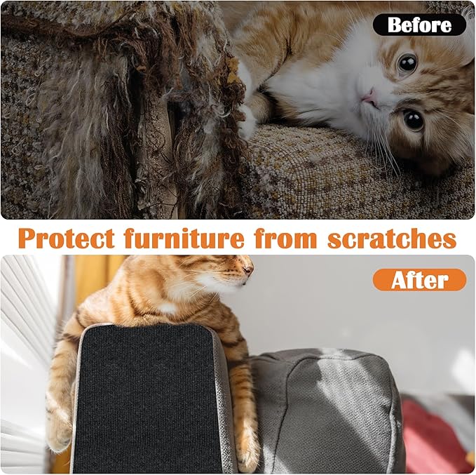 Cat Scratch Furniture Protector - 118" x 13.8" Trimmable Self-Adhesive Cats Claws Scratch Pads, DIY Cat Climbing Couch Protector for Scratch Post Cat Tree Replacement Indoor (Black)
