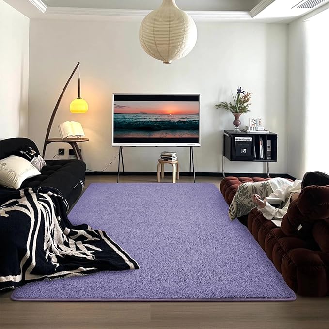 DweIke 6x9 Purple Area Rugs for Bedroom, Super Soft Living Room Rug, Thickened Memory-Foam Throw Carpet, Non-Slip and Washable Carpets for Kids Boys Girls Room Dorm Nursery Home Decor