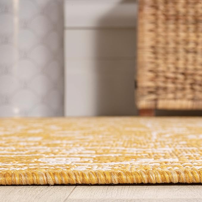 JONATHAN Y Boho Medallion Indoor Outdoor Area Rug 8X10 Yellow/Cream, Malta Textured Weave for Backyard, Patio, Porch, Easy-Cleaning, High Traffic, Pet-Friendly, Non-Shedding (SMB104G-8)