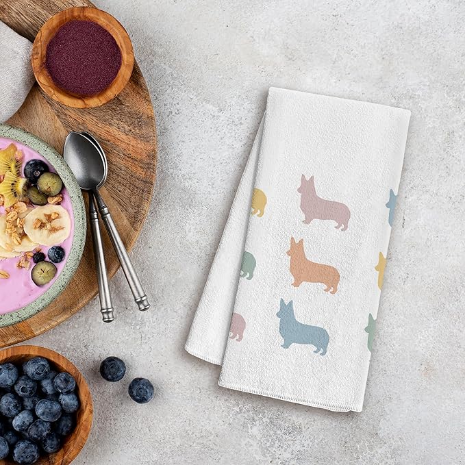 Corgi Kitchen and Bathroom Hand Towels - Dog Tea Towels, Gifts for Women and Corgi Lovers, Decorative Decor, 1624 Inches
