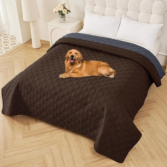 Smiry Reversible Waterproof Couch Covers for Sofa, Washable Dogs Couch Covers for 3 Cushion Sofa Pet Friendly, Water Resistant Furniture Protector Slipcover, Geometric (82"x82", Chocolate/Dark Grey)