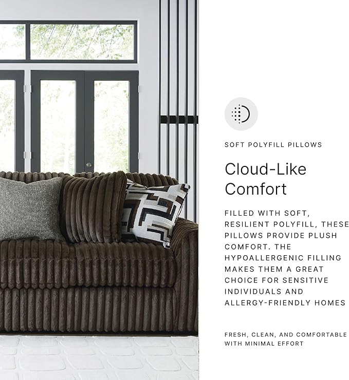 Signature Design by Ashley Midnight-Madness Modern Anti Sage Sofa with Reversible Cushions, Dark Brown