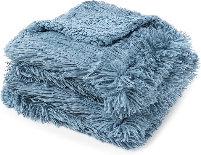 PetAmi Waterproof Dog Blanket for Large Dog, Calming Pet Blanket Bed Couch Cover Protector, Washable Sherpa Faux Fur Throw for Sofa Furniture Protection, Soft Fluffy 60x80 Light Blue