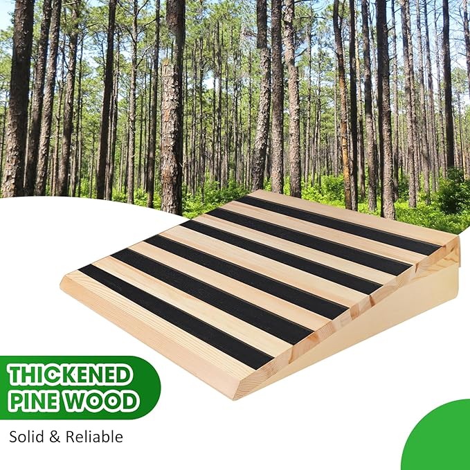 4 Inch Wooden Threshold Ramp for Home Steps(17.7" W*4.0" H, 17.7" W is not Wide Enough for wheelchairs, Please get More and Connect Multiple ramps to get a Wider one)