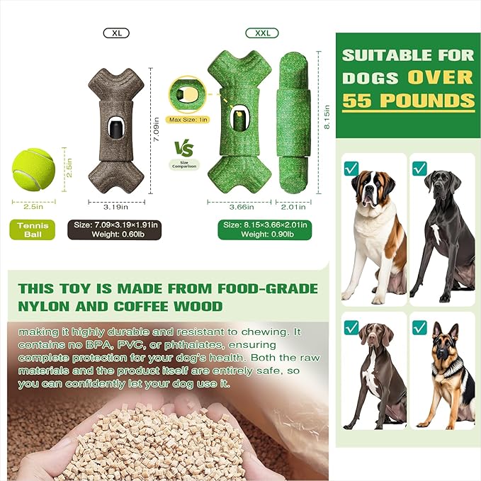 KADTC 2 in 1 Extra Extra-Large Size Durable Dog Bully Stick Holder and Indestructible Bone Chew Toy for Large Aggressive Chewers Breed Dogs