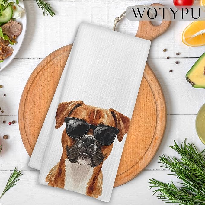 Funny Boxer Dog Gifrs Kitchen Towels, Boxer Dog Gifts for Women Men Dish Tea Towels, Dogs Lover Mom Dad Gifts Decorative Hand Towel for Bathroom, 16x24 Inch