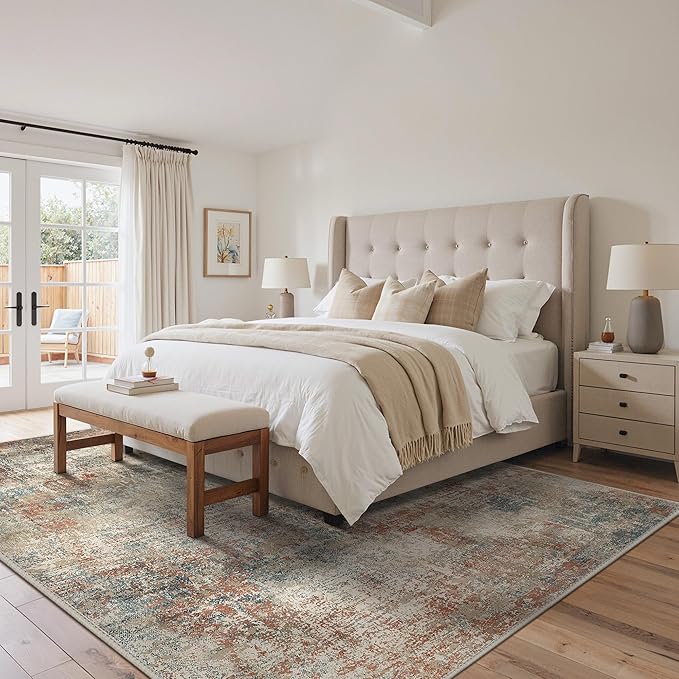 Area Rugs 8x10 for Living Room Bedroom, Modern Abstract Machine Washable Rug, Large Soft Low Pile Floor Carpet with Non Slip Backing for Dining Room, Multi