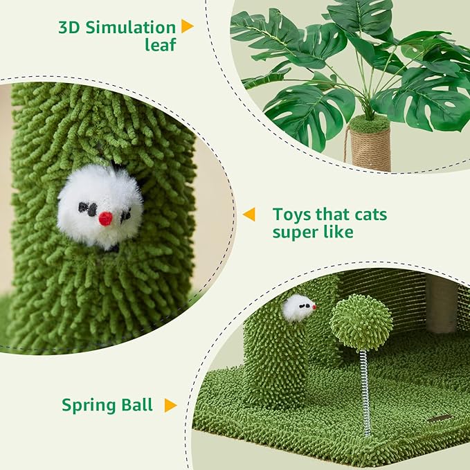 Large Cat Tree for Indoor Cats, Multi-Functional Comfy Cat Bed - 48inch Tall Cat Tower with Scratching Post, Cozy Hammock for Kittens and Adults Cat, Cute Cando with Toy