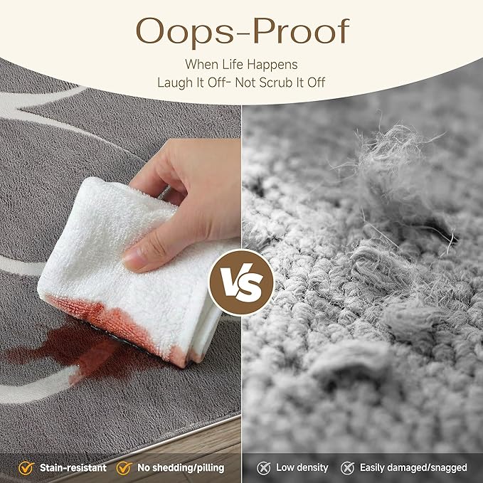 HUGEAR Shag Area Rug 6x9 Grey & Ivory Washable Living Room Bedroom Rug Non Slip Non-Shedding Soft Plush Medium Pile Large Throw Carpet for Home Office Aesthetic Modern Decor