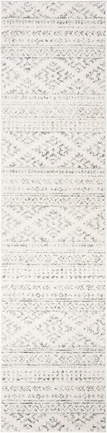 SAFAVIEH Tulum Collection Runner Rug - 2' x 19', Ivory & Grey, Moroccan Boho Tribal Design, Non-Shedding & Easy to Clean, Ideal for Living Room, Hallway, Foyer, Bedroom (TUL272A)