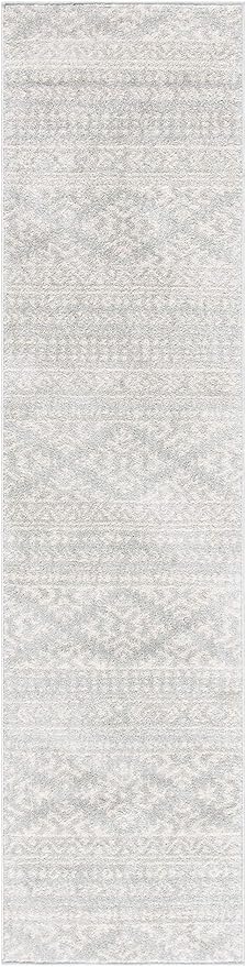 SAFAVIEH Tulum Collection Runner Rug - 2' x 21', Light Grey & Ivory, Moroccan Boho Tribal Design, Non-Shedding & Easy to Clean, Ideal for Living Room, Hallway, Foyer, Bedroom (TUL272F)