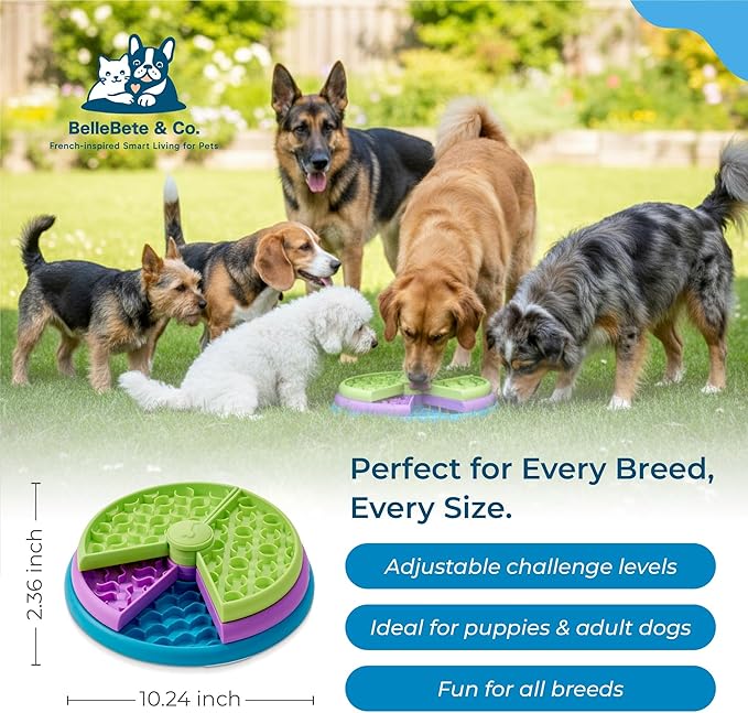 BelleBête & Co. Three-Layer Maze Pet Slow Feeder Dog Bowl – Interactive Puzzle Design, Mindful Dining Series with Food-Grade Material & Non-Slip Base for Mental Stimulation & Digestive Health | Orange