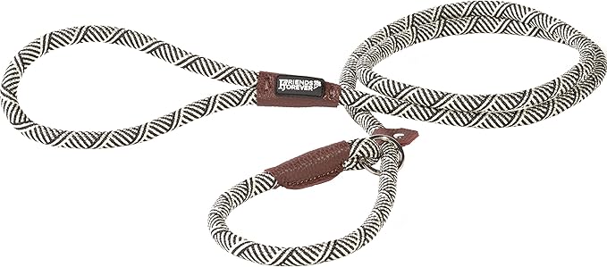 Friends Forever Extremely Durable Dog Rope Leash, Premium Quality Training Slip Lead, Reflective, Thick Heavy Duty, Sturdy, No Pull, Comfortable For The Strong Large Medium Small Pets 6 feet, Silver