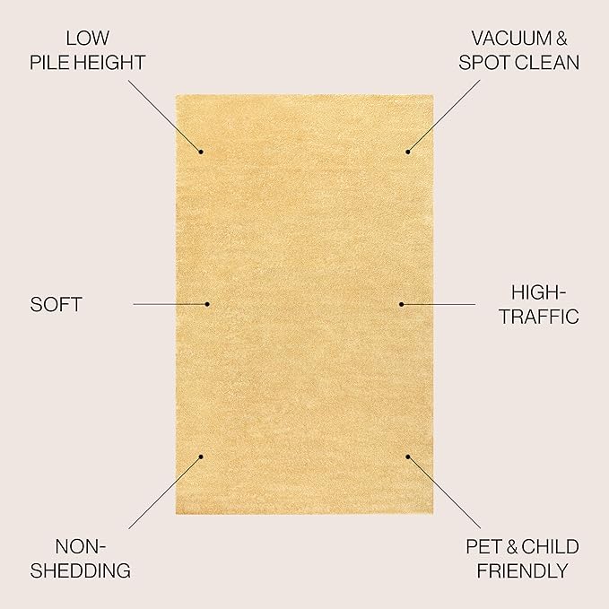 JONATHAN Y Haze Solid Low-Pile Mustard 6x6 Square Indoor Area Rug, Coastal,Bohemian,Minimalist,Classic, Easy-Cleaning for Living Room,Bedroom,Kitchen,Pet Friendly,Non-Shedding (SEU100B-6SQ)