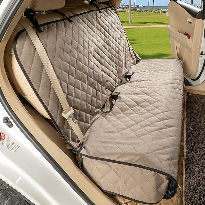 Bench Car Seat Cover Protector - Waterproof, Heavy-Duty and Nonslip Pet Car Seat Cover for Dogs with Universal Size Fits for Vehicles, Trucks & SUVs
