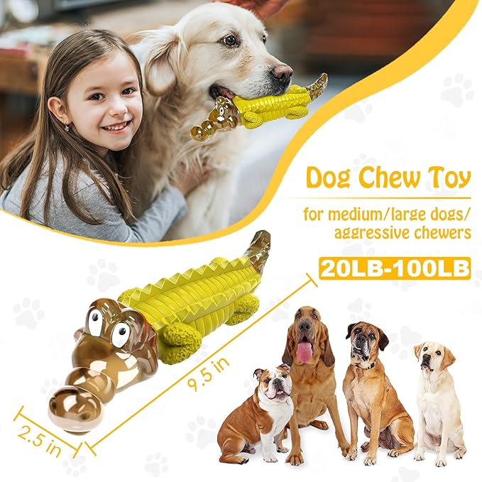 Indestructible Dog Chew Toys for Aggressive Chewers - Boredom and Stimulating Dog Toys for Small/Medium/Large Breed for Teeth Cleaning and Training