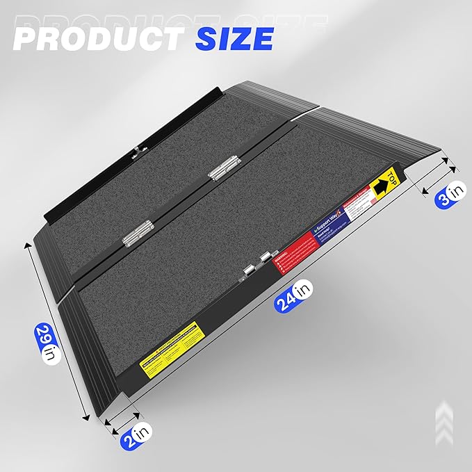 1.9 FT Portable Wheelchair Ramp with Quick-Lock, Black Seamless Non-Slip Aluminum Folding Handicap Ramp,Threshold Ramp for Doorways, Wheel Chair Ramp for Home Steps, Loading Dock Plates