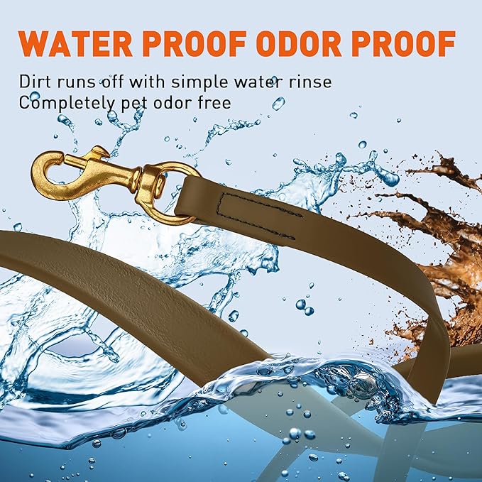 Viper Biothane K9 Working Dog Leash Waterproof Lead for Tracking Training Schutzhund Odor-Proof Long Line with Solid Brass Snap for Puppy Medium and Large Dogs 0.62 in, 10ft Coyote Brown