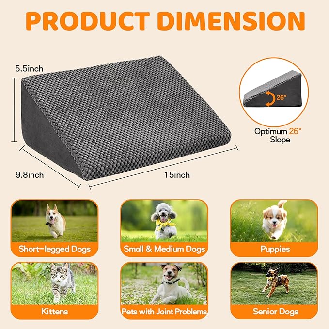 Update 40D Small Dog Steps/Stairs for Staircase, Foam Dog Pet Ramps for Small Dogs, Non-Slip Pet Ramps for Stairs Inside House, Stair Ramp for Injured Dogs Cats with Anti-Slip Strip, 6 Pack
