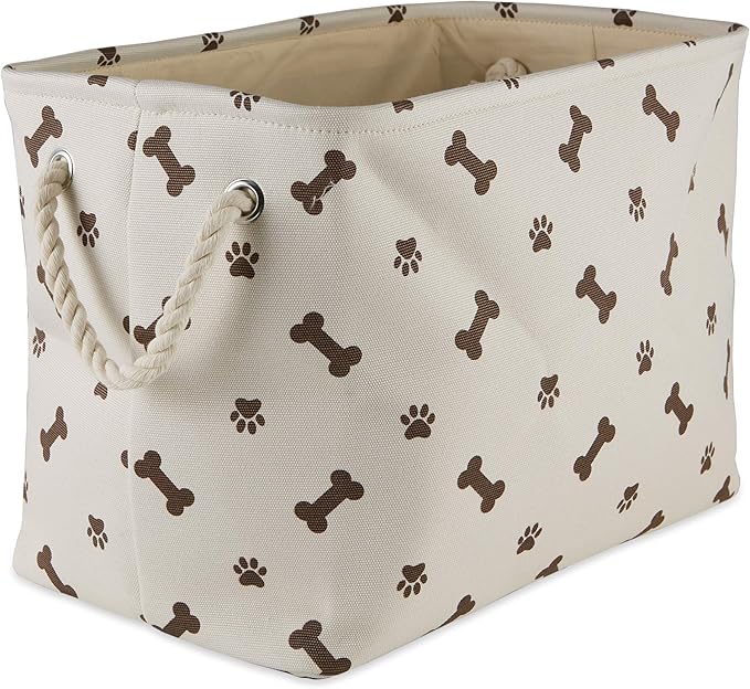 Bone Dry Pet Storage Collection Paw and Bone Print, Medium Rectangle, 16x10x12, Dark Brown
