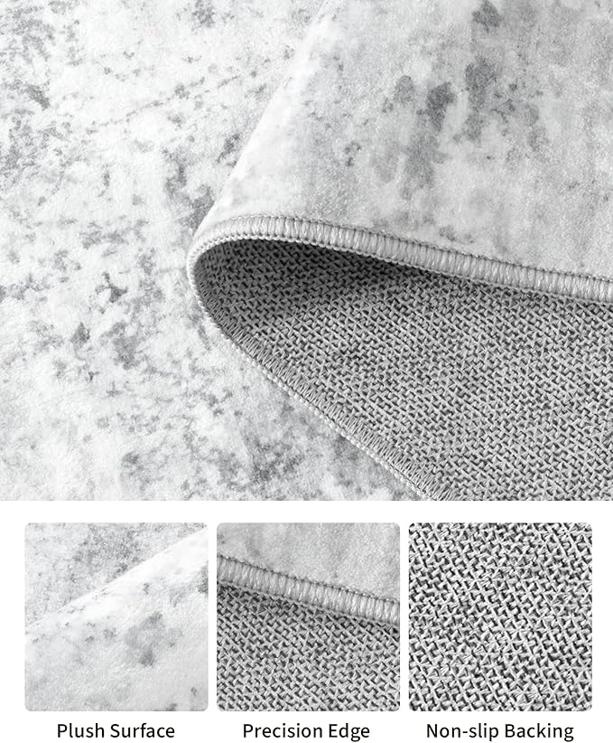 Art&Tuft 9x12 Area Rug, Anti-Slip Backing Abstract Area Rugs 9x12 Living Room, Stain Resistant Large Area Rugs for Living Room, Foldable Machine Washable Rugs (9'x12', 01-Grey)