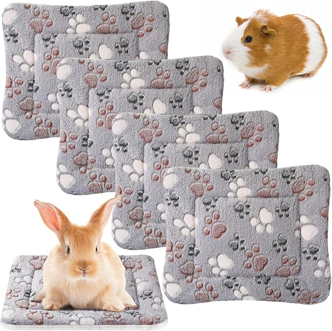 Tuanse 4 Pack Ultra Soft Dog Cat Bed Mat with Cute Prints Reversible Fleece Dog Crate Kennel Pad Cozy Washable Thickened Hamster Guinea Pig Pet Bed Mat for Small Animals(13 x 10 Inches,Light Gray)