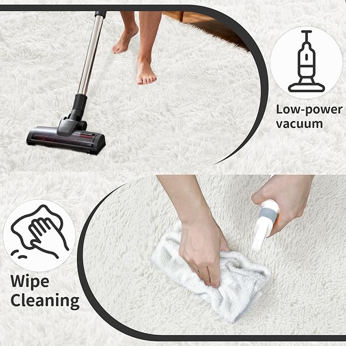 6x9 Area Rug for Living Room: Ultra Soft Fluffy Rug Modern Large Thicked Shag Rug for Bedroom Non Slip Indoor Fuzzy Carpets for Girls Kids Room Nursery Dorm Home Decor White