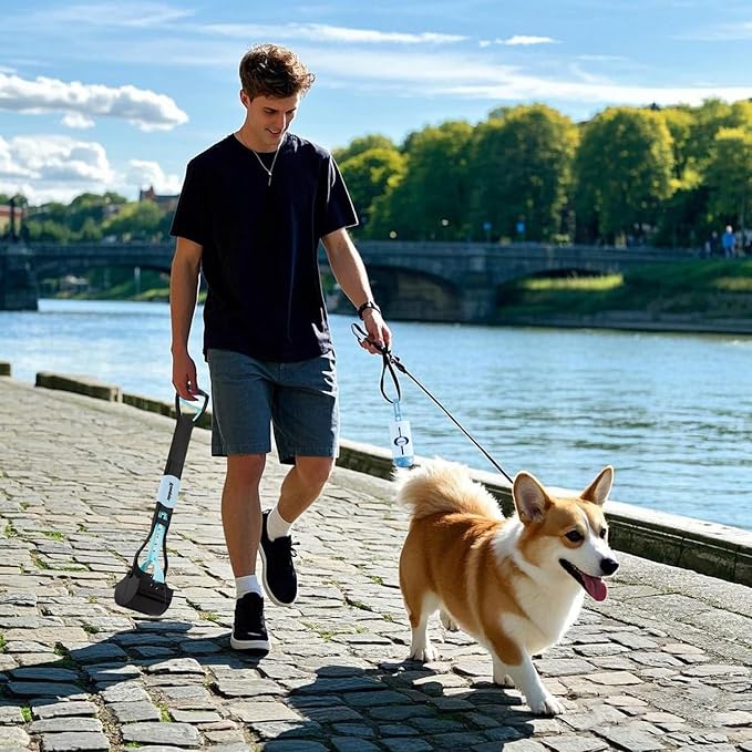32" Pooper Scooper for Large Dogs, Pet Poop Scoop Heavy Duty, Suitable for Yard of Different Surfaces, Pick Up Tool with Foldable Long Handle, with 2 Rolls of Dog Waste Bags