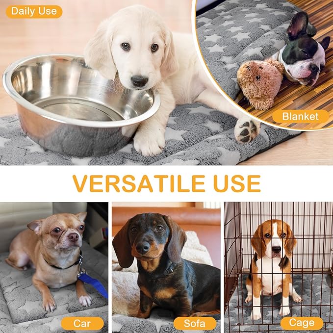 VitalCozy 4 Pcs Winter Dog Crate Pads, Ultra Soft Warm Washable Dog Cat Bed Mat for Pet Crate Comfortable Replaceable Reversible Kennel Pad for Small, Medium, Large Dogs(20 x 30 x 1.6 Inch,Gray)