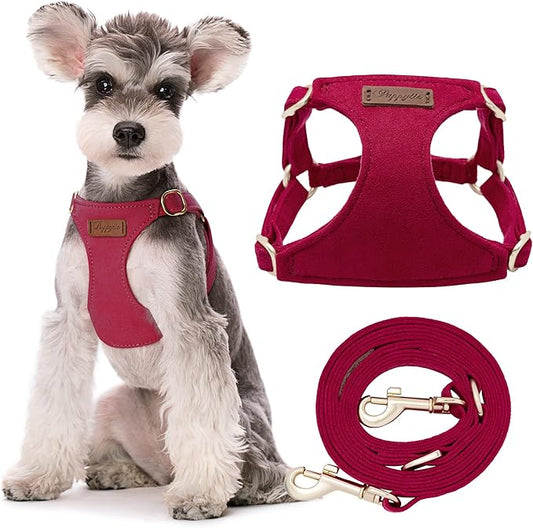 Puppytie No Pull Small Dog Harness with Multifunction Dog Leash,Lightweight Soft Adjustable No Choke Escape Proof Pet Harness Vest Pet Harness Vest,red,S