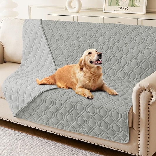 hyha Waterproof Dog Bed Blanket, Soft Pet Blankets, Waterproof Couch Cover for Dogs, Reversible Sofa Covers Washable for Furniture (68x82 Inch, Grey/Light Grey)
