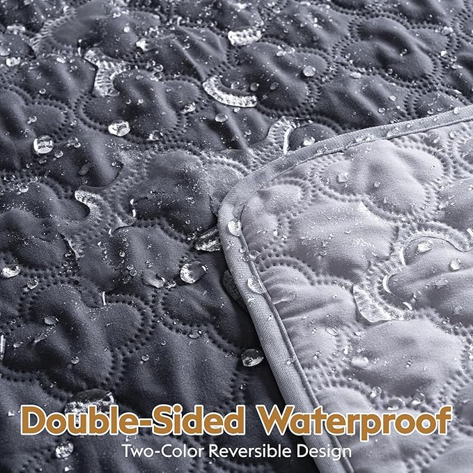 Waterproof Dog Blanket, Couch Cover for Dogs Washable, Reversible Dog Bed Cover.(Dark＆Light Grey, 30 X 53 Inch - 1 Pack)
