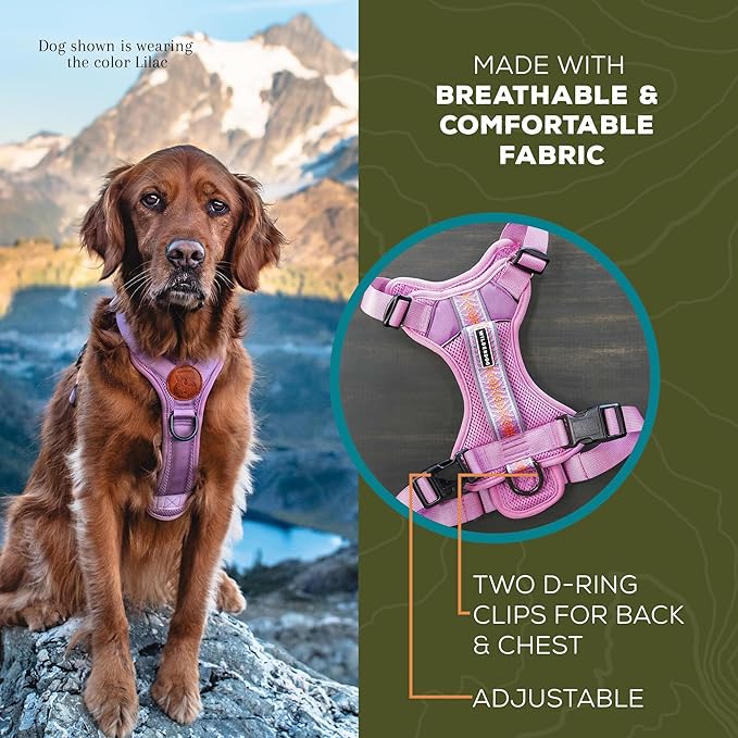 Wilderdog Lightweight Dog Harness with Reflective Straps - Large - Olive