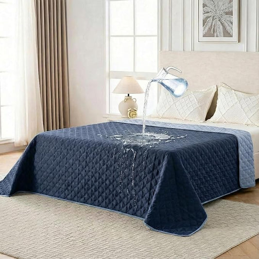 Waterproof Dog Blanket, Couch Cover for Dogs Washable, Reversible Dog Bed Cover, Couch Furniture Protector. (Dark＆Light Blue, 82 X 120 Inch - 1 Pack)