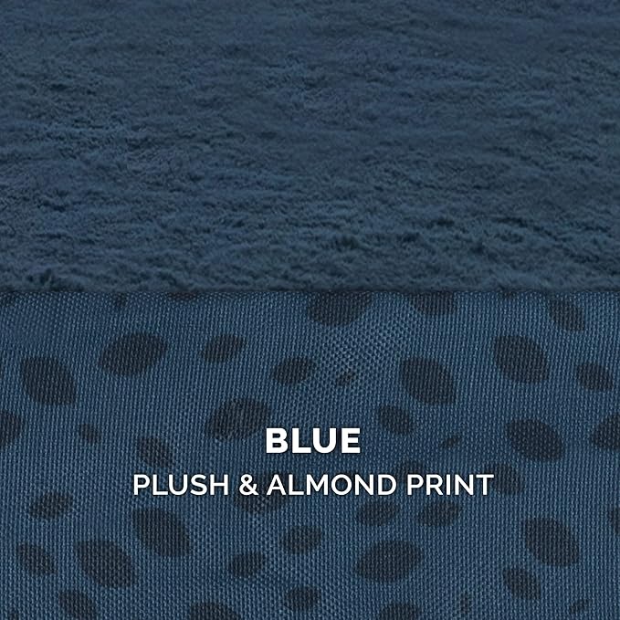 Furhaven Replacement Dog Bed Cover Plush & Almond Print L Shaped Chaise, Machine Washable - Blue Almonds, Jumbo (X-Large)