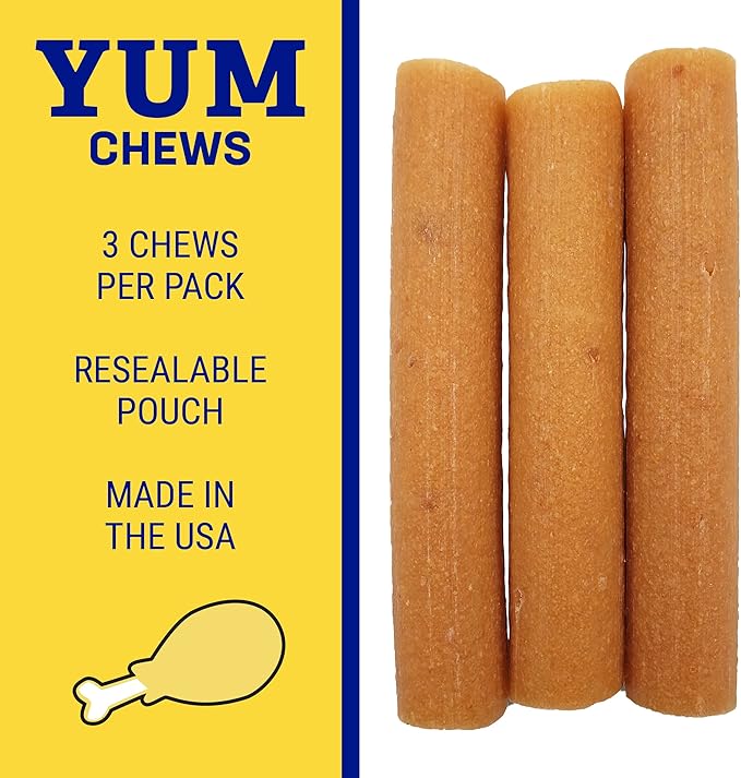 Himalayan Dog Chew Yak Cheese Dog Chews, Lactose Free & Grain Free, USA Made, for All Dog Breeds, Medium Density Cheese Chew, Resealable Pouch with 3 YUM Treats, Chicken Flavor
