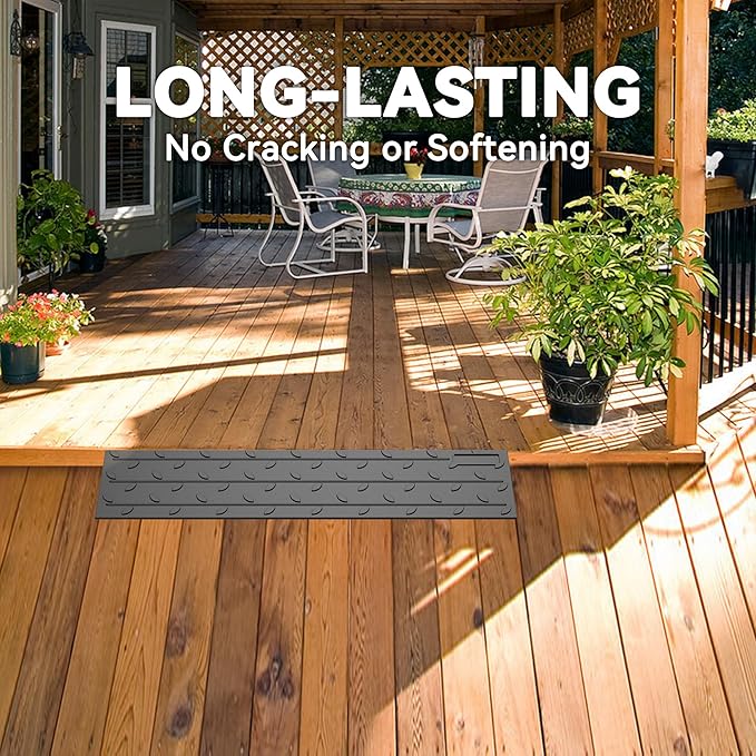 1" Rise 2 Pack Rubber Threshold Ramp for Doorways, 36" Wide Wheelchair Ramp 2200 Lbs Capacity, Entry Curb Ramp with Non-Slip Surface, for Wheelchairs, Scooter, Power Chairs, Driveways