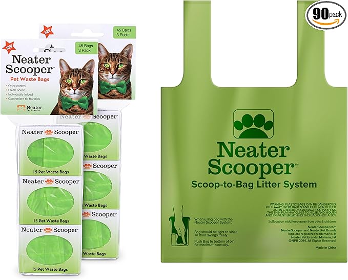 Neater Pets Neater Scooper Standard Size Refill Bags for Standard Neater Scooper Litter Scoop with Bags (6 Boxes, 90 Count)