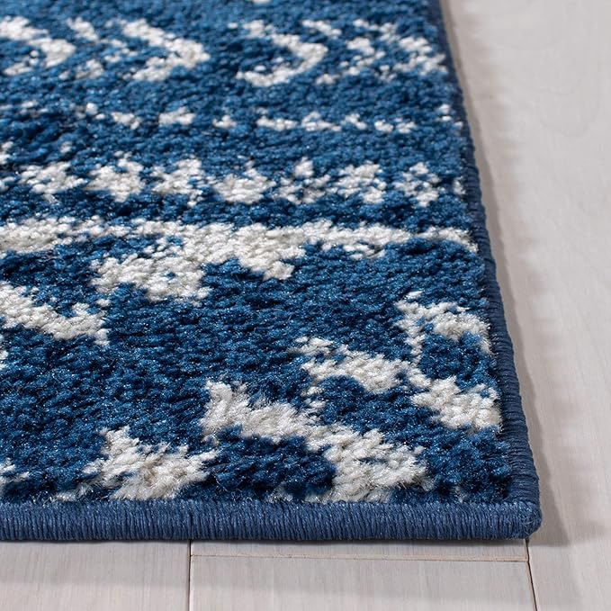 SAFAVIEH Tulum Collection Runner Rug - 2' x 13', Navy & Ivory, Moroccan Boho Tribal Design, Non-Shedding & Easy to Clean, Ideal for Living Room, Hallway, Foyer, Bedroom (TUL272N)