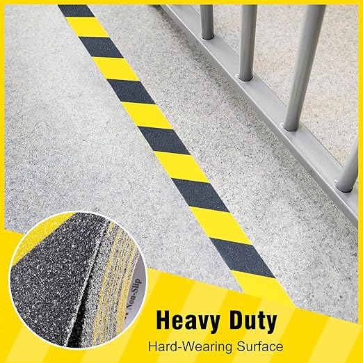 S&X Black/Yellow Anti Slip Tape 3" x 33 FT, Heavy-Duty Grip Tape for Stairs Outdoor Waterproof Safety Non Skid Roll High Traction Non Slip Strip with Hard-Wearing Surface