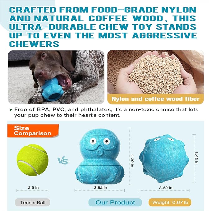 KADTC 3 in 1 Large-Size Octopus Durable Dog Fillable & Frozen Lick Treat Toy No-Transfer Freeze & Play,Long-Lasting Ultimate Boredom Buster, Kibble Dispenser Food Ball & Tough Dogs Chew Toys BPA-Free