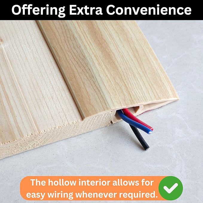 1/2" to 3/5" Height Threshold Ramp - Rubber Threshold, Floor Transition Strip, Door Strip, Wheelchair Ramp, Carpet to Tile Strip (Raw Timber Tone, 40 inches)