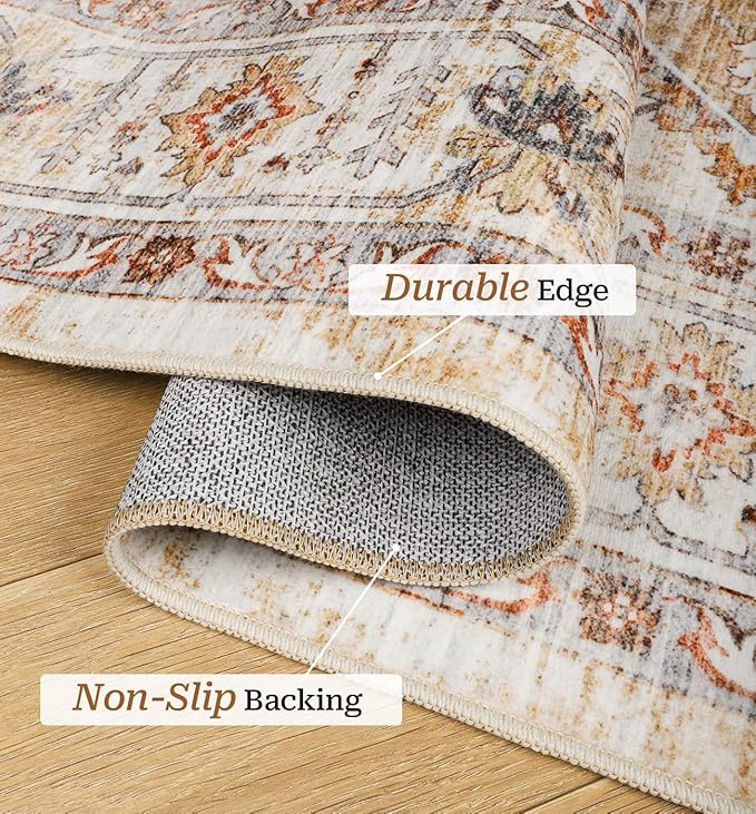 2x3 Entryway Rug Small Washable Kitchen Rugs Non Slip Front Door Rug Foldable Thin Carpet Low Pile Area Rug for Dining Room Entry Bedroom(Turmeric/Grey,2'x3')