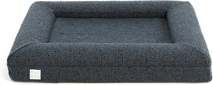 Luxury Boucle Orthopedic Memory Foam Dog Bed with Waterproof Liner and Machine Washable Cover with YKK Zippers (Medium, 37" L x 30" W x 6" Th, Ocean Blue)